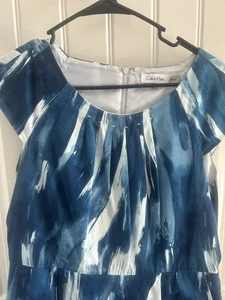 EUC Calvin Klein Lined Cotton Sheath Dress/watercolor/sz. 14 - Picture 1 of 5