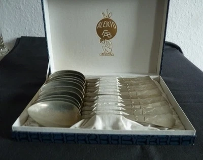 altes Besteck Jugendstil * 12 Speiselöffel + 12 Kaffeelöffel *  Alekto Freiberg - Bild 1 von 4