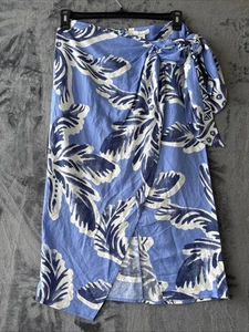H&M Draped Linen Blend Floral Skirt Size 4 FAUX WRAP NEW NWT KNOT WAIST LONG - Picture 1 of 15