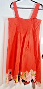 Midikleid mit Blumenakzenten und Trägern orange Damen 18 Plus Baumwolle leicht - Bild 1 von 8