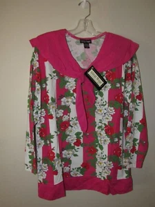 Ashleigh Morgan Womens Shirt Size M Pink Floral Smocked NWT Tie Bow Cotton Top - Picture 1 of 9
