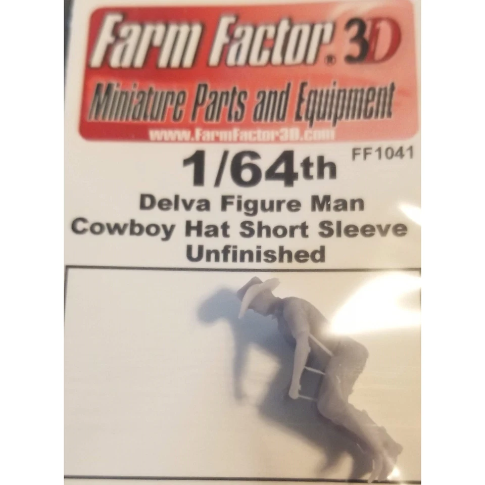 1/64 3D Printed Man with Cowboy Hat Short Sleeves Sitting. - Image 1 of 1