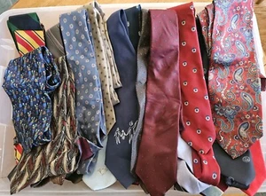 74 Neck Ties Men's Vintage Lot Designer Stripe Geometric Craft Quilter Necktie - Picture 1 of 5