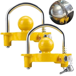 2PACKS Coupler Lock Trailer Locks Ball Hitch Trailer Hitch Lock Heavy-Duty Steel - Picture 1 of 13