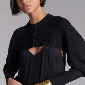 Anthropologie 525 America Black Knit Shoulder Shrug L/S Cardigan Size XS/S - Picture 1 of 6
