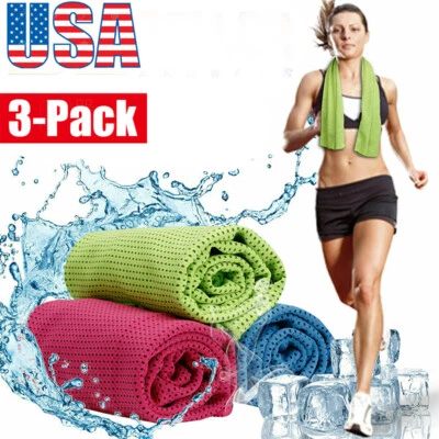 Paquete de 3 toallas de enfriamiento instantáneo frío hielo correr trotar gimnasio almohadilla fría deportes yoga Foto 1 de 4