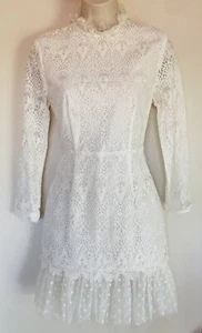 ASILIO Back With A Vengeance White Women’s Lace Mini Sheath Cocktail Dress AU 8 - Picture 1 of 14