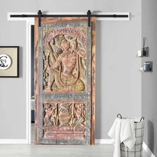 Rustic Barn Door, Artistic Handcarved Wall Art, Vintage Indian Carved Door,84