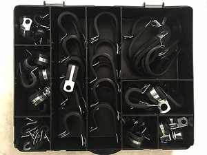 Abrazaderas aislantes de goma de acero con kit de surtido de orificios de montaje de 1/4" - Imagen 1 de 6