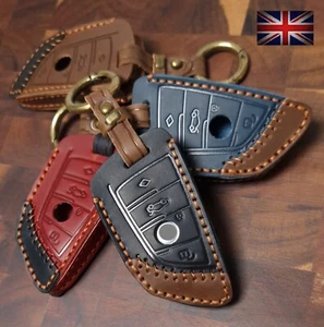 Leather Key Cover For BMW 1 2 5 7 M SERIES X1 X3 X5 X6 Remote Fob Case 19 - Picture 1 of 6
