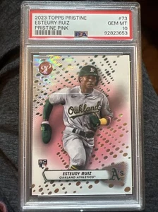 2023 Topps Pristine Pink- ESTEURY RUIZ - Athletics RC 12/15 SSP PSA 10 - Foto 1 di 2