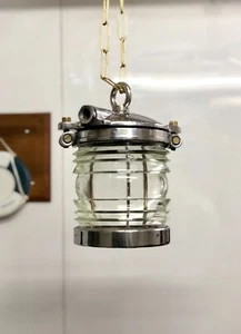 Vintage Hanging Décor Ship Aluminum Metal Beautiful Old Chandelier Electric Lamp - Picture 1 of 8