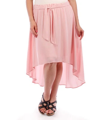 Nueva falda media rosa alta baja talla grande para mujer en tallas 2X deliciosa plus Foto 1 de 3