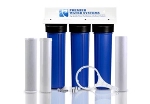 "SISTEMA DE FILTRO DE AGUA TRIPLE GRANDE AZUL 20"" Sedimento/Bloque de Carbono/KDF55-GAC - Imagen 1 de 5