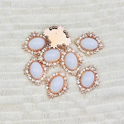 Gold pearl rhinestone flat back buttons beds craft  10 pieces Size: 3mm - Image 1 of 2