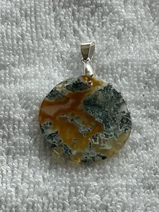 moss agate pendant 925 sterling - Picture 1 of 4