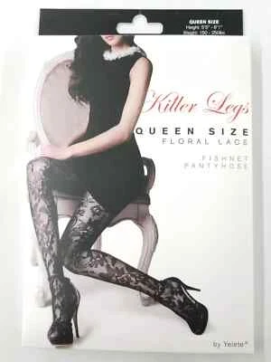 Yelete Killer Legs 渔网连裤袜长袜装饰花卉花边大号 — 第 1/4 张图片