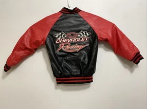 Chevy Chevrolet Racing Wool Jacket Coat Faux Black Leather Steve Barrys Kids M 8 - Picture 1 of 10