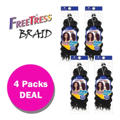 *4-Упаковка/6-Упаковка * глубокий поворот 10» - Freetress синтетические волосы крючком коса оптом - Изображение 1 из 3