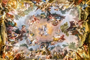 Cuadro mural impreso en lienzo de pared vintage decoración arte palacio real Caserta - Imagen 1 de 5