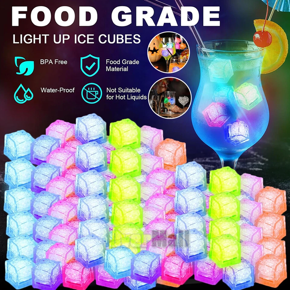 4-120x Cubo de Hielo Iluminado para Bebidas Multicolor LED Cubitos de Hielo para Luz Cubo de Hielo Foto 1 de 4