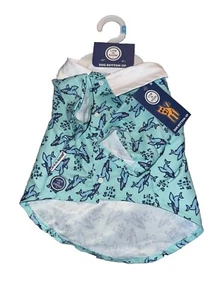 Life Is Good Dog Button-Up Tshirt Aqua/Whale New Size Medium - Picture 1 of 5