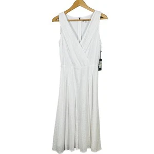 NEW! Tommy Hilfiger Gauzy Wrap Dress White Midi Skirt Sleeveless No Belt - 4 - Picture 1 of 8