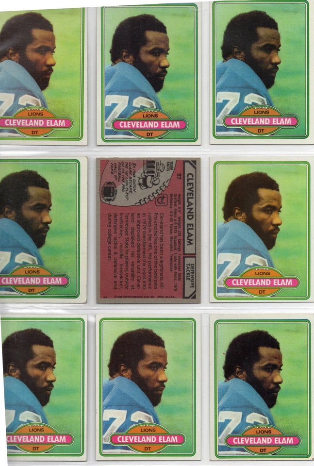 1980 TOPPS FOOTBALL  27 CLEVELAND ELAM LIONS  - Image 1 of 1