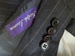 Ralph lauren Purple label gray Stripe canvassed surgeon Suit Jacket 46L Pant 40W