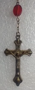 St Therese of Lisieux Red Rosary Little Flower Crucifix 26 inches - Picture 1 of 9