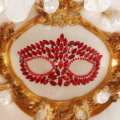 Handmade masquerade mask, Red crystal mask, Wedding party mask, Masquerade ball - Image 1 of 4