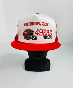 Vintage San Francisco 49ers Superbowl XXIV Championship Trucker Hat 1990 RARE - Picture 1 of 8