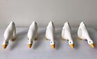 Set of 5 Vintage 1988 Ceramic White Duck Napkin Rings, initials R.W., Farmhouse
