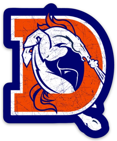 Denver Broncos Bronco in Center of Denver D Type (crackle design) Die-Cut MAGNET Cover