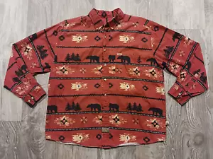 Camicia vita outdoor uomo taglia abbottonata grande orso rosso tutto su grafica - Foto 1 di 5