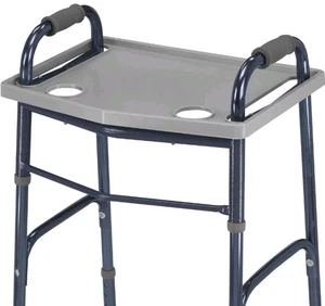Universal DMI Walker Tray, Gray with Cup Holders - Picture 1 of 9