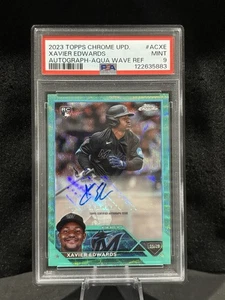 Topps Chrome Up 2023. XAVIER EDWARDS Auto RC Aqua Wave Rifrattore /199 - PSA 9 - Foto 1 di 2