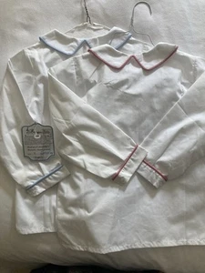NWT Remember Nguyen White Boys Dress Shirts Red Blue Trim (set of 2) - Size 7 - Picture 1 of 4