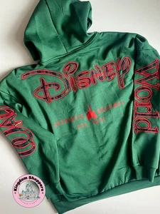 2025 Walt Disney World Green Plaid Christmas Holiday Zip Hoodie Sweatshirt L - Picture 1 of 2
