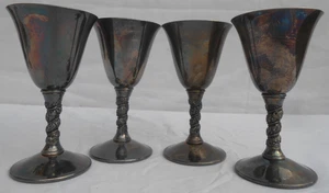 Vintage Cordial Kelch 4er Set MCM Silber Teller über Messing F.B.R. Spanien - Bild 1 von 21