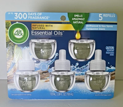Air Wick Turquesa Oasis Madera a la deriva Spray de mar Aceite Perfumado Enchufe Recarga - 5ct Foto 1 de 2