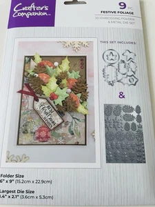Crafters companion set cartella e matrice per goffratura fogliame festivo - Foto 1 di 2