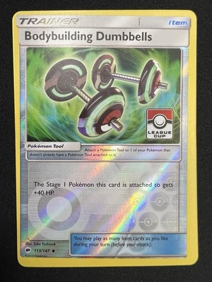 Bodybuilding Dumbbells 113/147 Pokémon TCG League Cup Promo Misprint Off CENTER - Image 1 of 2