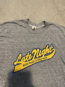 Camiseta De Colección 1982 Late Night With David Letterman Tri Mezcla Talla L Gris NBC - Imagen 1 de 5