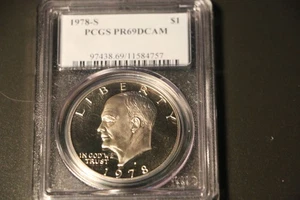 1978-S $1 Ike Dollar - PCGS PR69DCAM Nice Cameos for this Clad proof - Picture 1 of 2