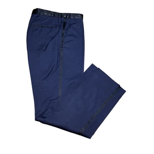 Pantalon/pantalon de smoking Hugo Boss bleu marine 100 % laine plat devant taille 32x32 excellent état - Photo 1/9