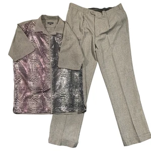 Pronti Collection Mens Sequin Shirt & Pants Set XL 40/34 Party Outfit - Picture 1 of 14