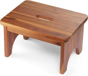Taburete de madera, taburete de 9"" para adultos, 9 pulgadas de altura, acacia cálida - Imagen 1 de 5