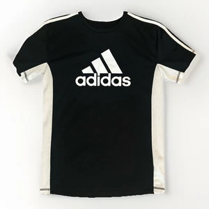 Adidas Athletic Shirt Youth Boys Large Black White Mesh Sides Size YL 14/16 - Picture 1 of 5