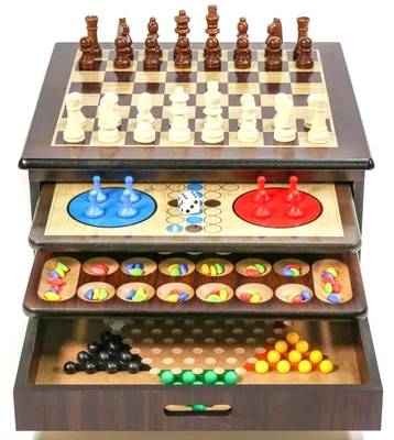 Deluxe Wooden Game House 10 in 1 Games Chess Checkers Backgammon Ludo Mancala ++ - Image 1 of 4
